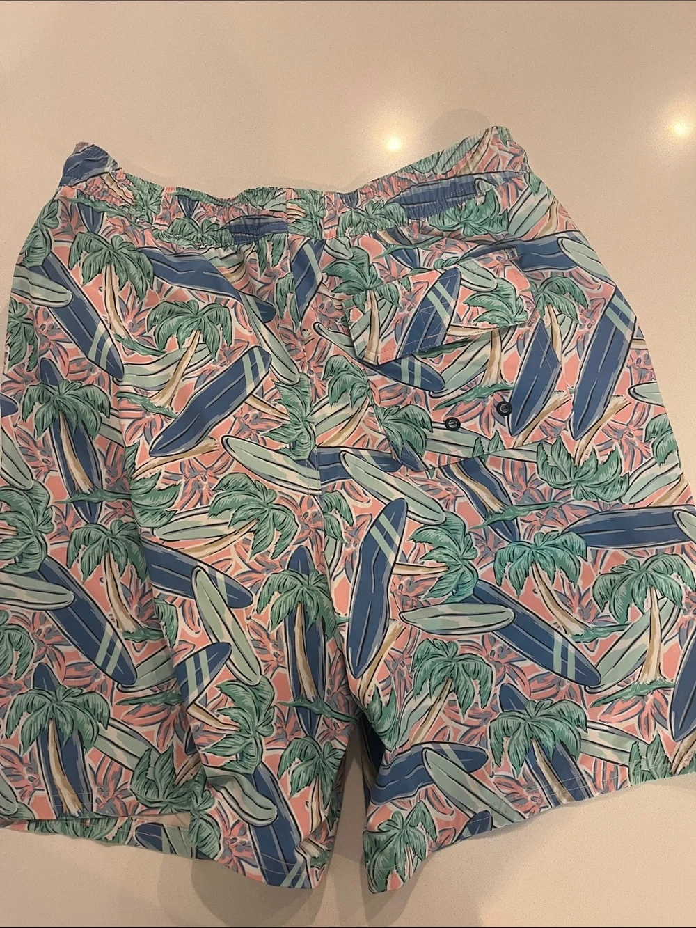 Vineyard Vines Pink Tropical Surfboard Print Swim Shorts XL